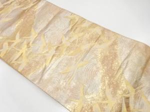 流水に群鶴模様織り出し 袋帯